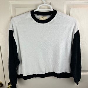 Electric & Rose Long Sleeve Terry Cloth Top White Black Size Small
